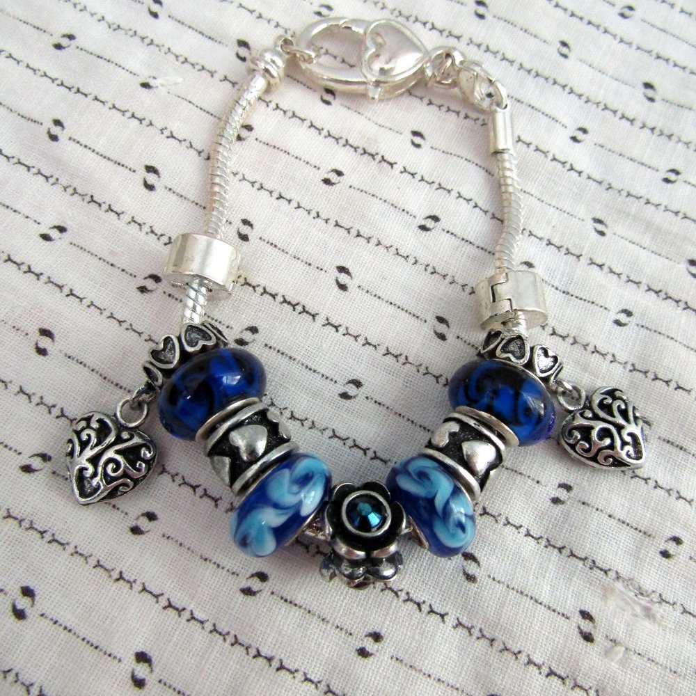 Markdown!! Glass Bead Silver Bracelet